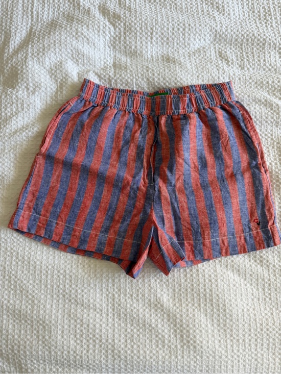 Clare V Pants - Clare V. Striped Red and Blue Linen Shorts